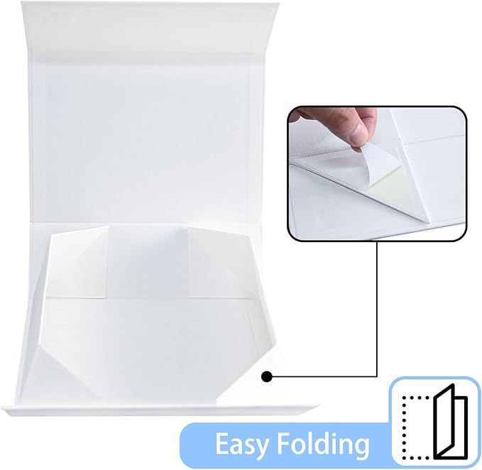 LIFELUM Christmas Gift Boxes with Lids for Presents 5 Pack White Gift Boxes 13.85 x 8.35 x 4.45 inch Large Gift Box Contains Card,Sticker,Ribbon, Shredded Paper Filler for Anniversary, Weeding Gifts