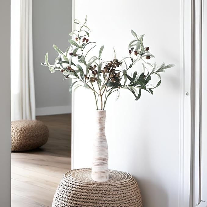 ALMA 13" Tall White Ceramic Vase for Table Centerpiece,Small Flower Vase for Roses,Thin Bowl Vase for Home Decor Living Room, Boho Bathroom,Beachy Room,Coatsal Bedroom,Modern Office Decor