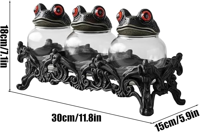 Glass Seasoning Jars, Gothic Apothecary Canister, Glass Candy Jar with Lid, for Kitchen Pantry Cabinet Counter Food Home House Camping