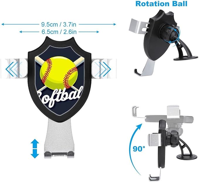 Phone Mount for Car Dashboard Air Vent Windshield Yellow Softball Ball American Fashion Phone Holders