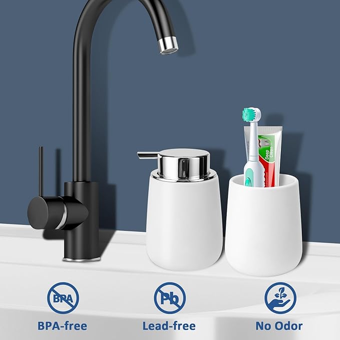 Soap Foaming Dispenser Ceramic with Easy-to-Press Pump Hand Foam Dispenser for Shampoo Bathroom Kitchen 12 oz