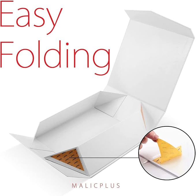 Gift Box with Lid 9x9x3.4 Inches, White Bridesmaid Proposal Box with Magnetic Closure for All Occasion (Glossy White)