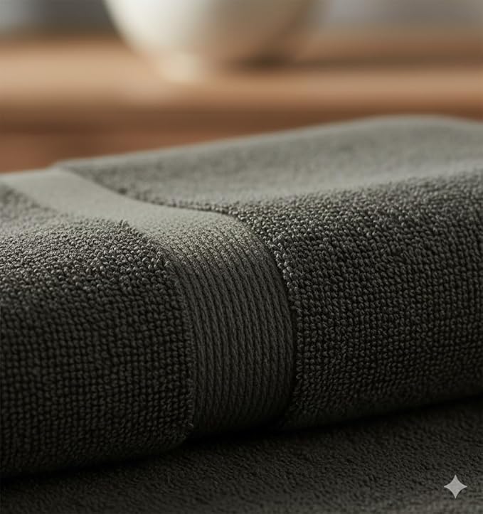 BIOLINEN Grey Bath Towels 24x48 inches 6 Pack | Ultra Soft, Highly Absorbent | 100% Cotton Towels for Bathroom, Gym, Spa, and Hotel Use