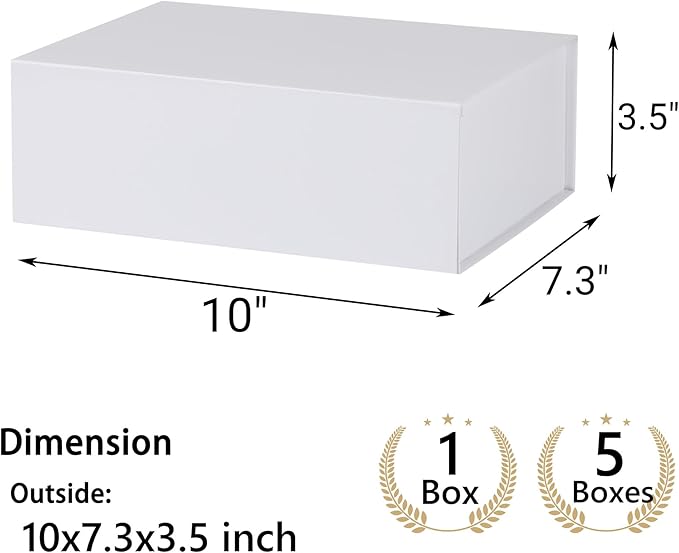 White Gift Box,10x7.3x3.5 Gift Boxes With Lids For Presents Includes Ribbon And Diy Printable Sticker Paper,Bridesmaid Proposal Box,Magnetic Gift Box For Birthday,Wedding,Graduation