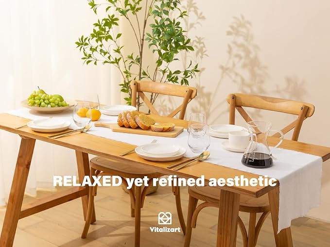 Vitalizart White Cotton Table Runner 14 x 72 Inches Long Pure Cotton Table Runner for Rustic Home Decorations Dining Room Wedding Decor Reception Bridal Shower Thanksgiving Christmas