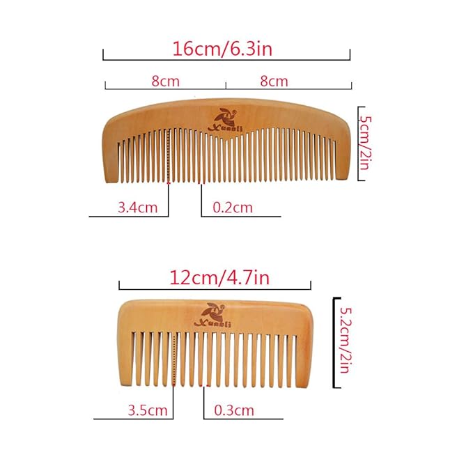 Xuanli® 8 Pcs The Family Of Hair Comb set - Wood with Anti-Static & No Snag Handmade Brush for Beard, Head Hair, Mustache With Gift Box (S021)