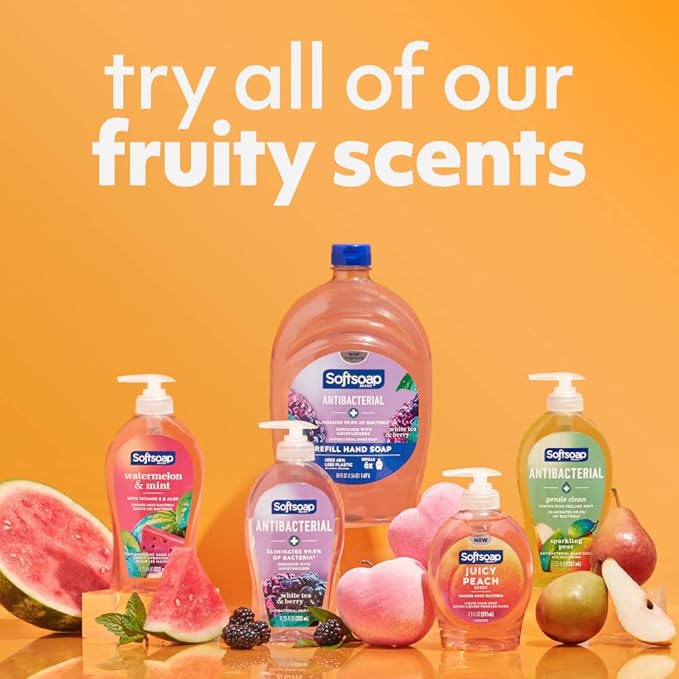 Softsoap Antibacterial Liquid Hand Soap, Gentle Clean, Sparkling Pear Scent Hand Soap, 11.25 Ounce, 6 Pack