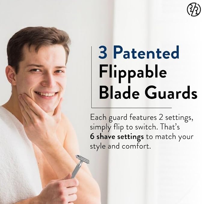 Rockwell Razors 6S Matte Stainless Steel Safety Razor. Adjustable Single Blade Razor With 6 Shave Settings and 5 Recyclable Blades. Custom Shaves For Men and Women. Reduces Razor Burn and Irritation.