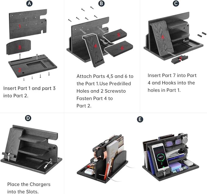 Gifts for Men Bedside Organiser Wood Phone Docking Station Dad Birthday Gifts for Him Nightstand Key Wallet Watch Stand Mens Gifts for Xmas Presents for Dad Husband Boyfriend Anniversary & Christmas