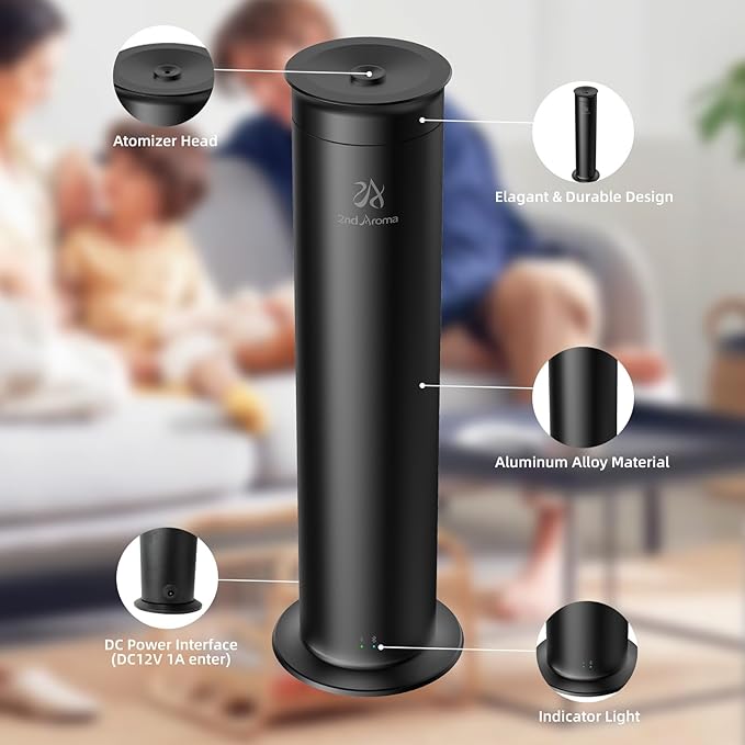 Air Diffusers for Home, Waterless Essential Oil Diffuser Large Room 2100 sq ft Coverage with Remote Control, Aluminum Scent Diffuser Starter Kit, 100ml New White Tea Essential Oil Included