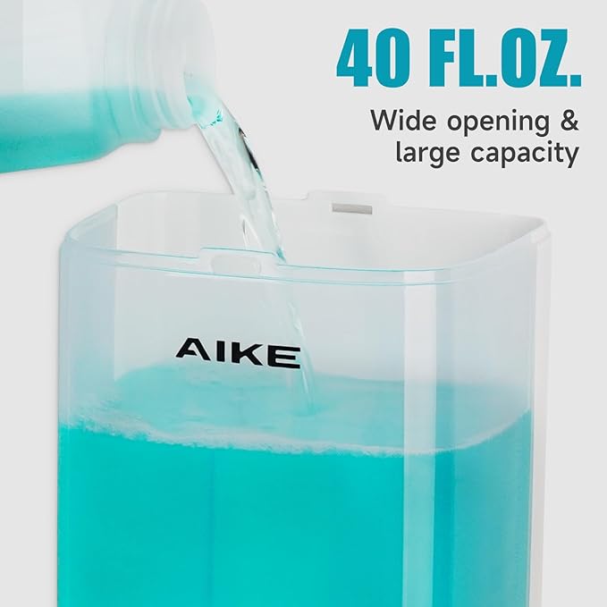 AIKE Wall Mount Liquid Soap Dispenser for Commercial Bathrooms,Offices,Restaurants 40 oz Large Capacity AK1007,White