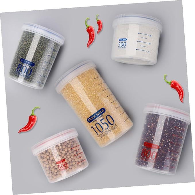 2pcs Airtight Round Food Storage Jars with Lids for Dry Food Snacks Protein Powder Cereal Canisters Kitchen Pantry Organization Containers