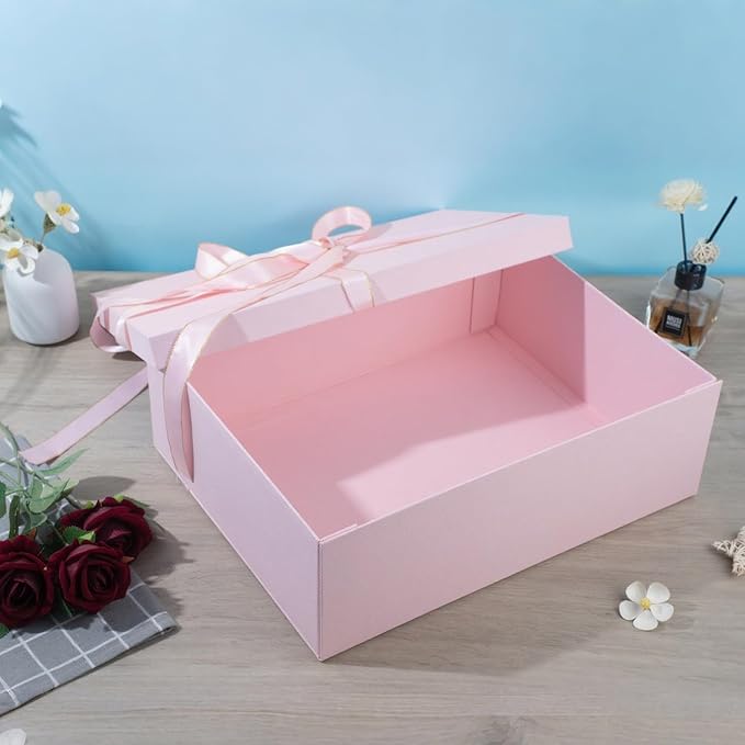 Rinrda Extra Large Gift Box 16.5x13x5.5 inches,Pink Gift Boxes with Lids for Presents,Perfect for Birthday,Valentine's Day,Christmas,Anniversaries,Contains Card,Ribbon,Shredded Paper Filler.
