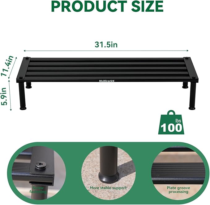 Metal Plant Stand, Rust-proof Aluminum Display Rack, Plants Display Stands Decoration Racks for Living Room Garden Balcony Patio (Black, 31.5Inch Low)