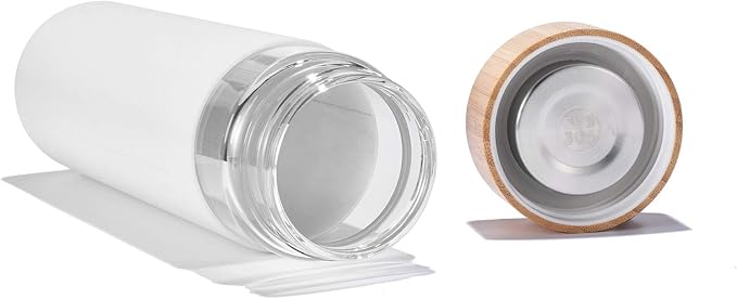 20 Oz Borosilicate Glass Water Bottles with Silicone Sleeve BPA Free, Dishwasher Safe - Reusable Clear Glass Drinking with Leak Proof Bamboo Lid | Perfect Gym Water Bottles for Men & Women