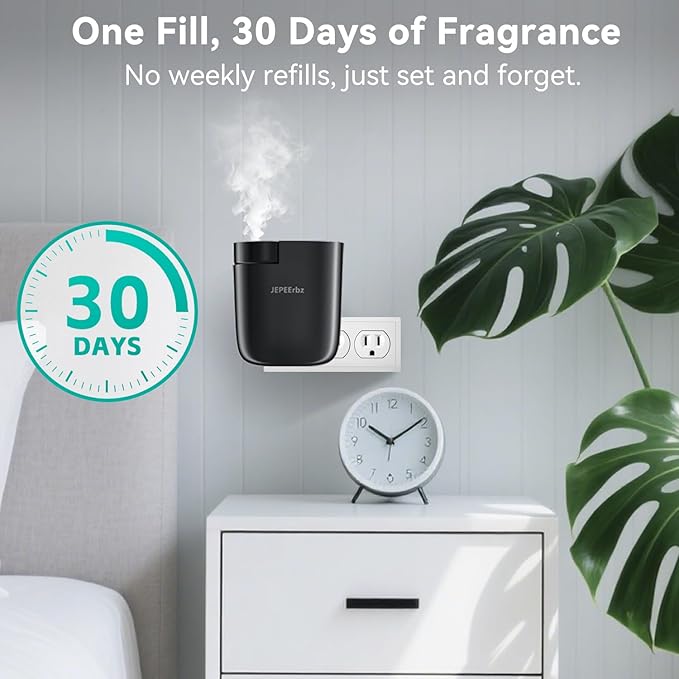 Plug in Diffuser, Waterless Oil Diffuser, Essential Oil Plug in Wall, Smart Bluetooth App Control, Up to 500 Sq.ft Coverage, Black