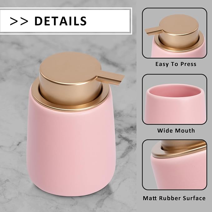 Soap Foaming Dispenser Ceramic with Easy-to-Press Pump Hand Foam Dispenser for Shampoo Bathroom Kitchen 12 oz