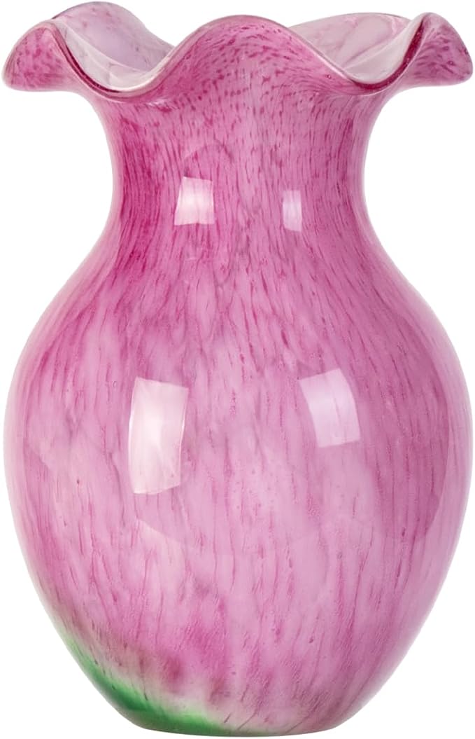 KAMMAK Colored Glass Vase, Beautiful Hand Blown Decorative Vase, Modern Art Vase for Flower Mantle Dining Table Centerpiece, Entryway Living Room Wedding Decoration, FH006