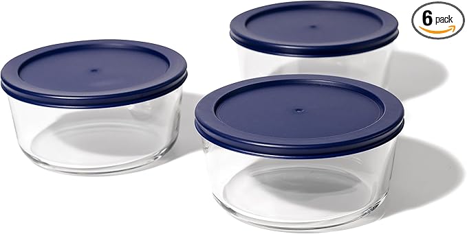 DURA LIVING 6-Piece Glass Food Storage Containers Set (3 Containers + 3 BPA-Free Lids) | 4-Cup, Leakproof | Microwave, Freezer, Oven & Dishwasher Safe | Ideal for Meal Prep & Pantry Organization