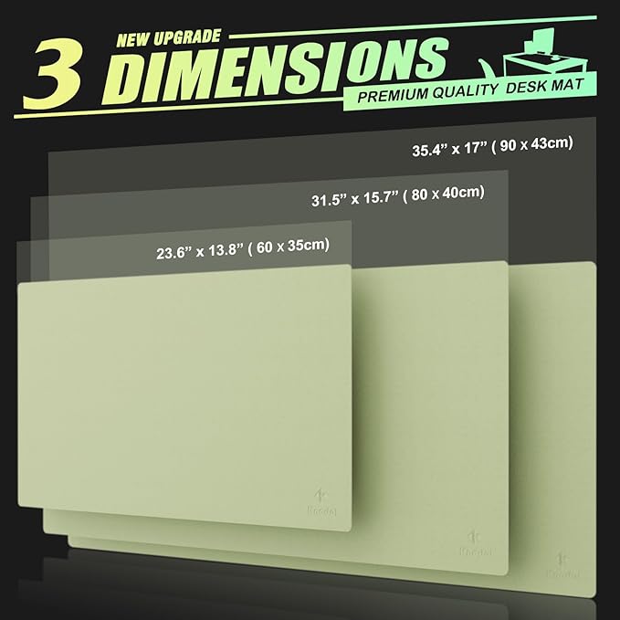 K KNODEL Large Office Leather Desk Mat, Mouse and Keyboard Pad, Computer and Laptop Mat, Desktop Protector and Cover, Writing Pad and Blotter (35.4"x17", Light Green)