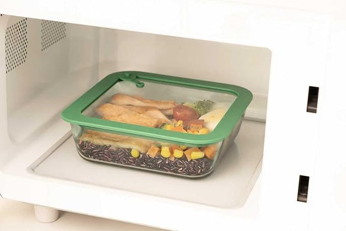 Crispa Teal Glass Food Storage Containers with Silicone Lids, 100% Plastic-Free, Leakproof Airtight, Microwave/Freezer Storage Containers/Glass Meal Prep Containers 4-Pack 21oz & 37oz