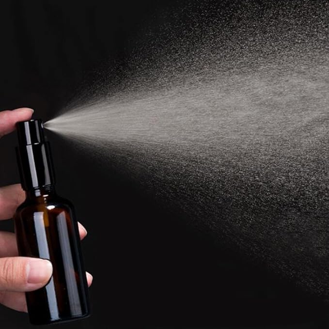 YIZHAO Blue Glass Spray Bottles 2oz, with Small Fine Mist Spray, Metal Cap, Refillable for Essential Oil,Travel,Cleaning,Perfume,Aromatherapy,Makeup – 6 Pcs