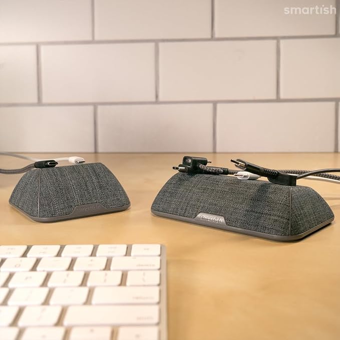 Smartish® Magnetic Cord Holder - Bigger Cable Wrangler Stocking Stuffer Organizer with Magnet Clips for Charger Management on Desktop, Nightstand - Holds 6+ Cables - Snow Day White