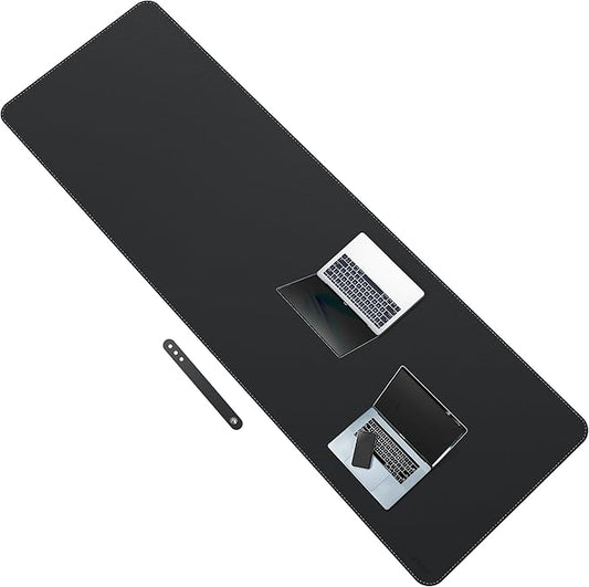 CENNBIE Leather Desk Mat Protector, XXXXXL 78.7" x 27.5" Extra Large Leather Office Desk Pad Mat for Full Desk, Computer Desk Mat on top of desks - Oversized Large Mouse Pad (Black)