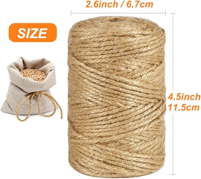 Shintop 3mm Twine, 328 Feet Garden Twine Heavy Duty 3Ply Natural Jute String for Arts, Crafts, Gift Wrapping and Climbing Plants (Brown)