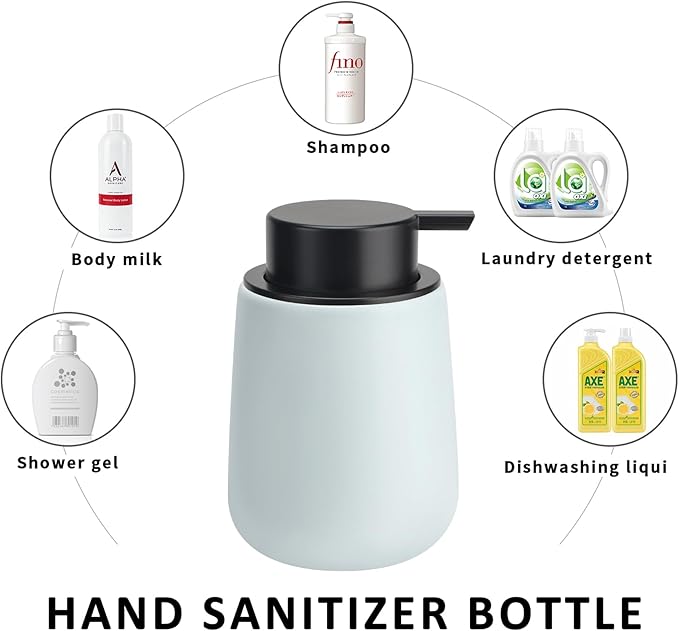 Soap Dispenser Ceramic with Easy-to-Press Pump Hand Lotion Liquid Dispenser for Shampoo Bathroom Kitchen 12 oz