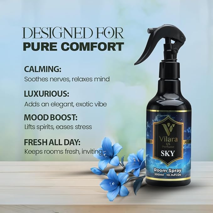 Room Spray Freshener - Long-Lasting Luxury Scents - Room and Linen Spray for Bedding, Sheets, Fabric, Furniture for Aromatherapy - 10.14 fl oz (Sky)