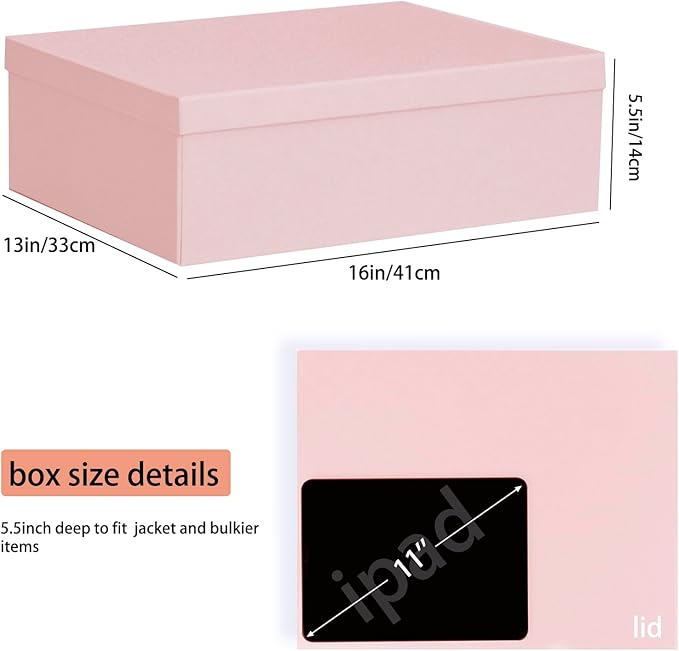 Rinrda Extra Large Gift Box 16.5x13x5.5 inches,Pink Gift Boxes with Lids for Presents,Perfect for Birthday,Valentine's Day,Christmas,Anniversaries,Contains Card,Ribbon,Shredded Paper Filler.