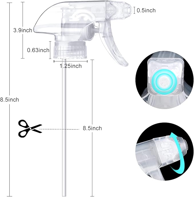 Foaming Spray Heads Spray Bottle Nozzles Foam Nozzles Plastic Heavy Duty Spray Nozzle Replacement Head Leak Proof Water Bottle Spray Nozzles Adjustable Head Sprayer 2 Pcs