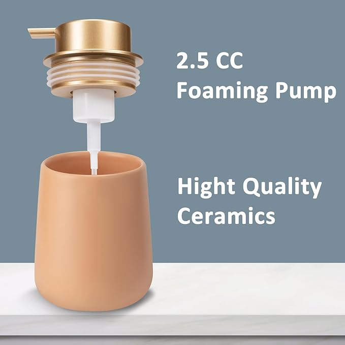 Soap Foaming Dispenser Ceramic with Easy-to-Press Pump Hand Foam Dispenser for Shampoo Bathroom Kitchen 12 oz