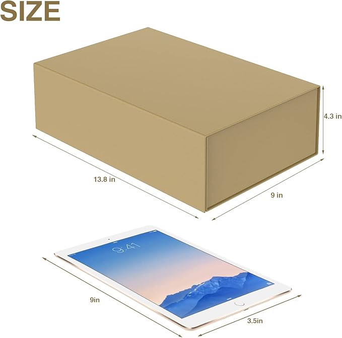 Luxury Large Gift Box 13.8"x9"x4.3" Storage Box Ribbon Magnetic Closure for Luxury Packaging Box for Mother's Day, Birthdays, Bridal Gifts,Weddings