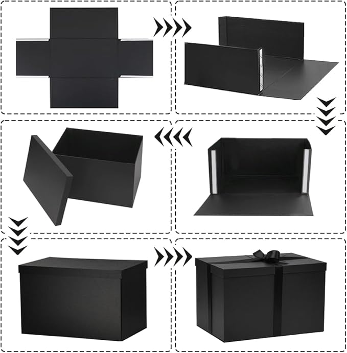 YINUOYOUJIA Extra Large Gift Box,17x11x11 inches Black Gift Boxes with Lids for Presents,11-inch Deep Gift Box for Wrapping Gifts.Ideal for Birthday,Weddings,Anniversary,Christmas or Business.