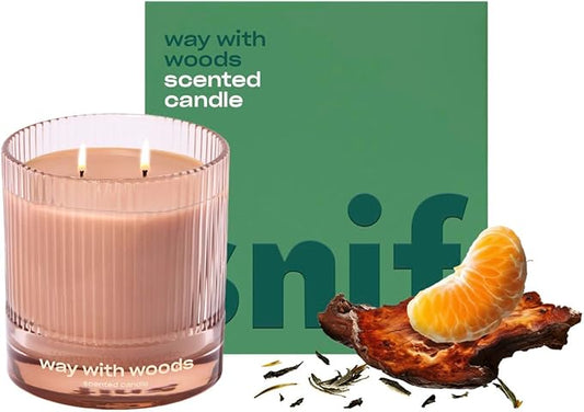 Way with Woods Luxury Scented Candle by Snif, Inviting, Crisp Scent, 50+ Hours, 100% Cotton Fiber Wicks, Soy Wax Blend, Non-Toxic, Vegan, 8.5 oz