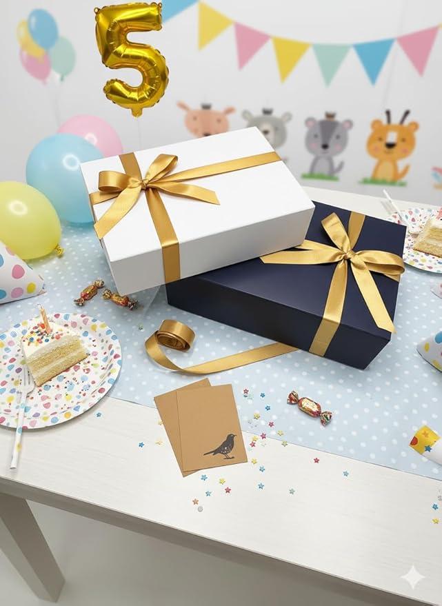 CECOBOX - Gift Boxes with Lids for Presents 11"x7.5"x3" - Matte, Collapsible Magnetic Closure Gift Box - Groomsmen & Bridesmaid Proposal Boxes, Wedding, PR, Birthdays, Holidays (Navy)