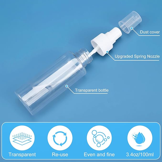 4Pcs Small Spray Bottle, Travel Spray Bottle, Clear Empty Mini Travel Plastic Bottles Fine Mist, Refillable Containers Perfume Travels Bottles for Perfumes and Cosmetics