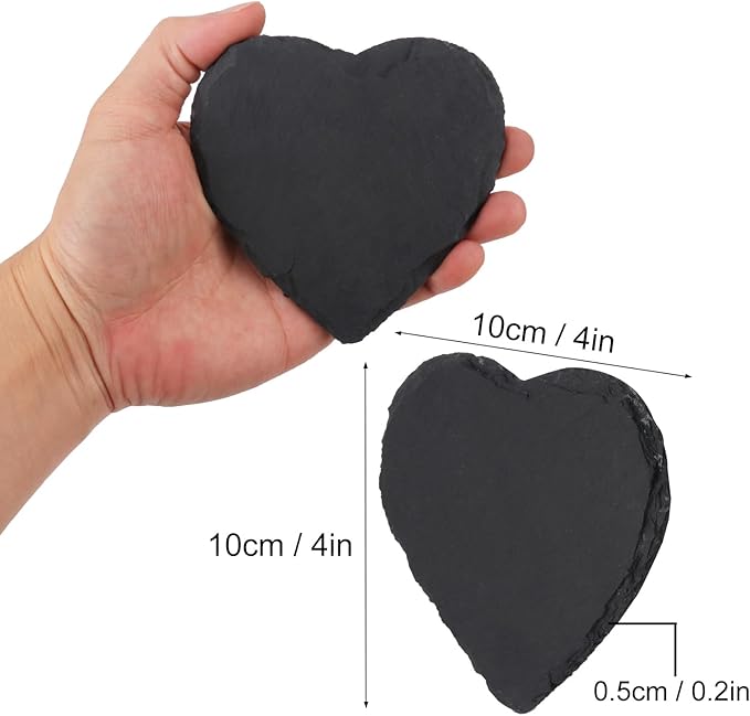 30 Pack 4 Inch Heart Slate Coasters,Black Slate Drinks Coasters, with Anti-Scratch Bottom, Ideal for Home Decor, Bar, Housewarming Gifts, and Laser Engraving KUKLIPJIM