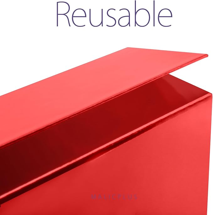 6 Large Gift Boxes with Lids 13.5x9x4.1 Inches, Red Bridesmaid Proposal Gift Box with Magnetic Closure for All Occasion (Glossy Red)