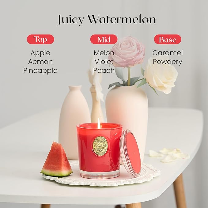 M&SENSE Natural Soy Candle| Juicy Watermelon Red | 10.2 oz, 55H Burn | Luxury Scented Candle for Relaxation, Gifting, Home Décor | for Bedroom, Office, Party