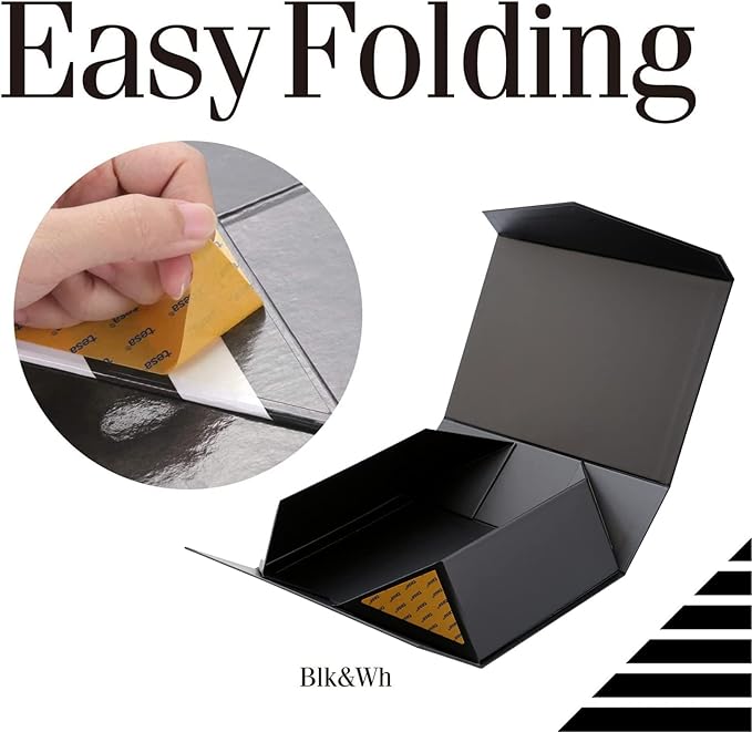 BLK&WH 6 Gift Boxes - 11.5x8.1x3.8 Inches, Large Black Magnetic Groomsman Boxes with Lids (Matte Black)