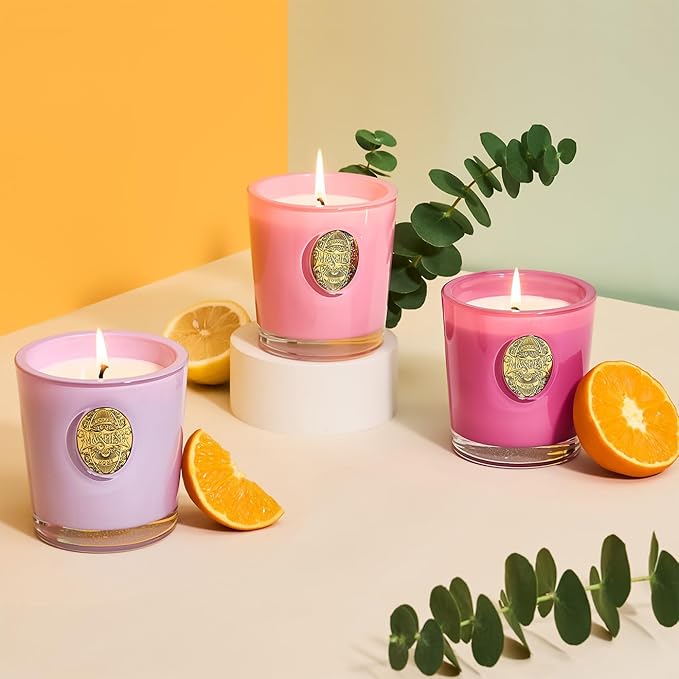 M&SENSE Natural Soy Candle| Rose Lychee &Pink | 10.2 oz, 55H Burn | Luxury Scented Candle for Relaxation, Gifting, Home Décor | for Bedroom, Office, Party