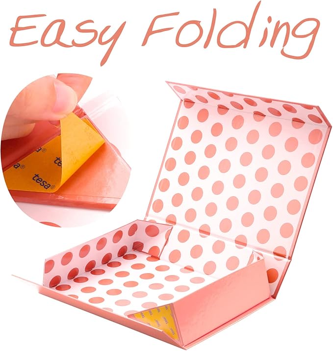 GREEN BEAN 6 Gift Boxes 11x7.8x2.3 Inches, Gift Box Rose Gold Gift Boxes with Lids, Magnetic Gift Boxes, Shirt Gift Boxes for Clothes (Glossy Metallic Rose Gold, Polka Dot Design Inside)