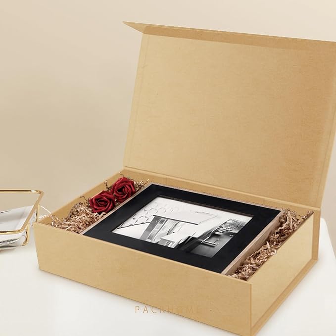 PACKHOME Extra Large Gift Box 17.5x11.3x4.3 Inches, Sturdy Shirt Box with Magnetic Lid for Clothes and Large Gifts (Kraft)