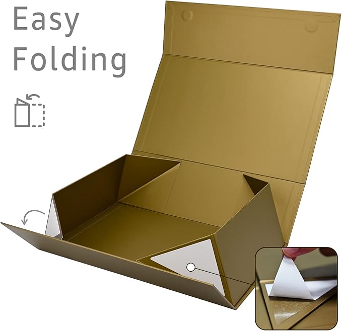 LIFELUM Empty Gift Boxes 2 Pack 13.85 x 8.35 x 4.45 inch Rectangle Collapsible Box with Magnetic Lid and Ribbon,Card,Shredded Paper Filler