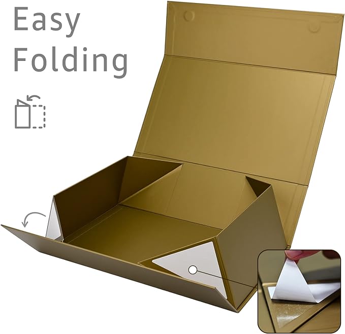 LIFELUM Magnetic Gift Boxes 5 Pack 13.85 x 8.35 x 4.45 inch Rectangle Collapsible Boxes with Lids and Ribbon,Card,Shredded Paper Filler Gift Boxes for Presents，Christmas,Birthdays