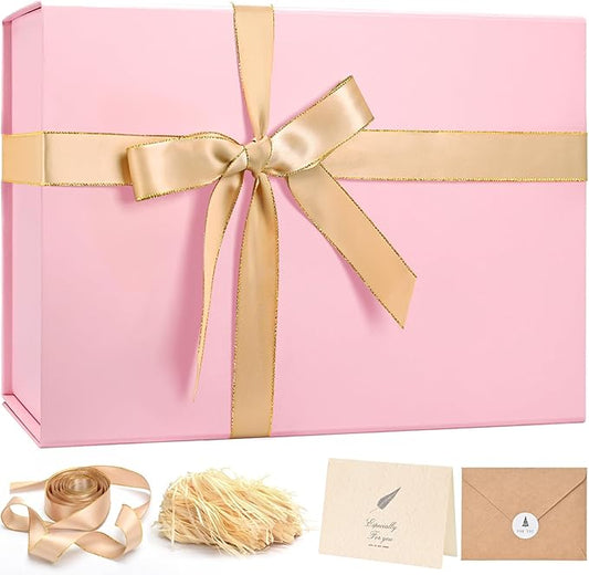 LIFELUM Large Gift Box 14"x8.5"x4.5" Christmas Gift Boxes for Presents for Anniversary Wedding Birthday,Gift boxes with Shredded Filler Card Ribbon