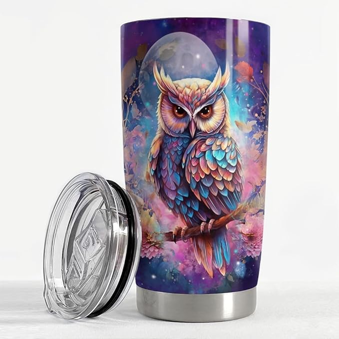 SANDJEST Owl Tumbler 20oz Stainless Steel Insulated Tumblers Coffee Travel Mug Cup Owls Gifts for Women Girls Gift for Birthday Christmas